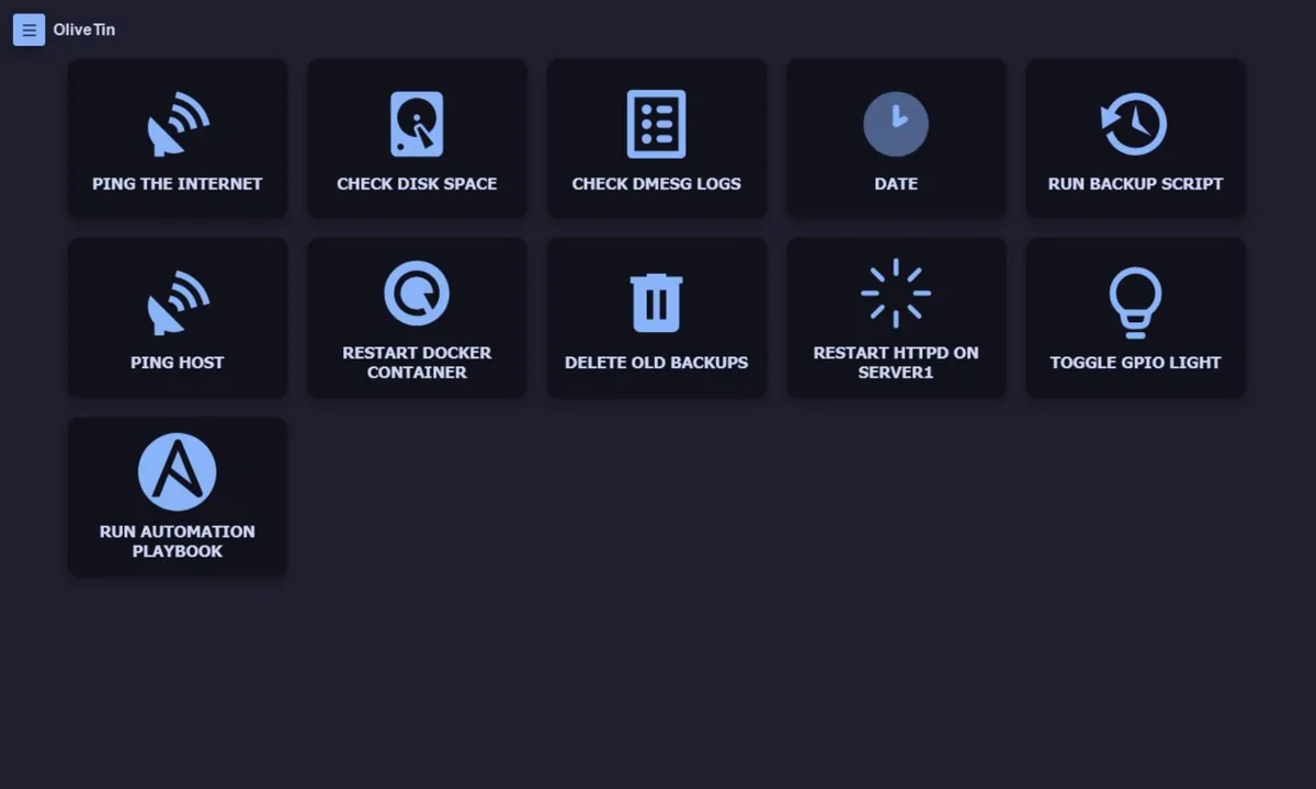 OliveTin IT operations control dashboard