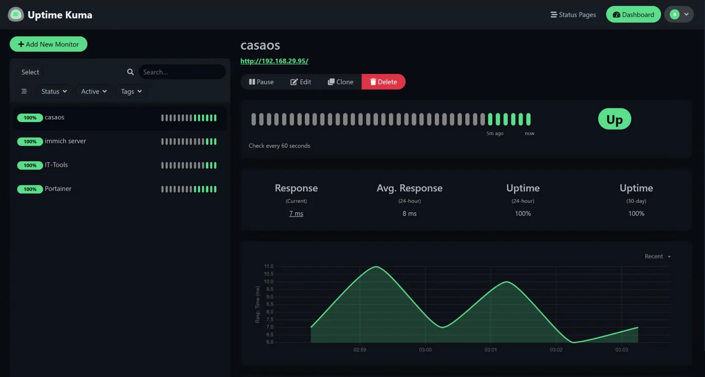 Uptime Kuma application interface